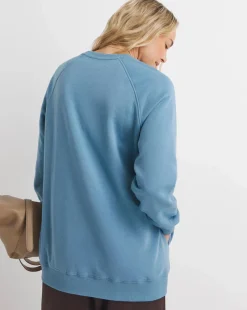 Denim Blue Side Pocket Longline Sweatshirt