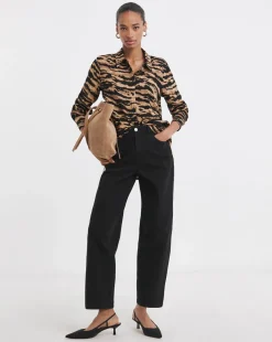 Dipped Back Long Sleeve Shirt - Animal Print