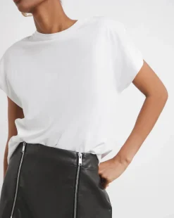 Distressed Leather Look Column Midi Skirt