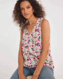 Ditsy Floral V Neck Woven Vest