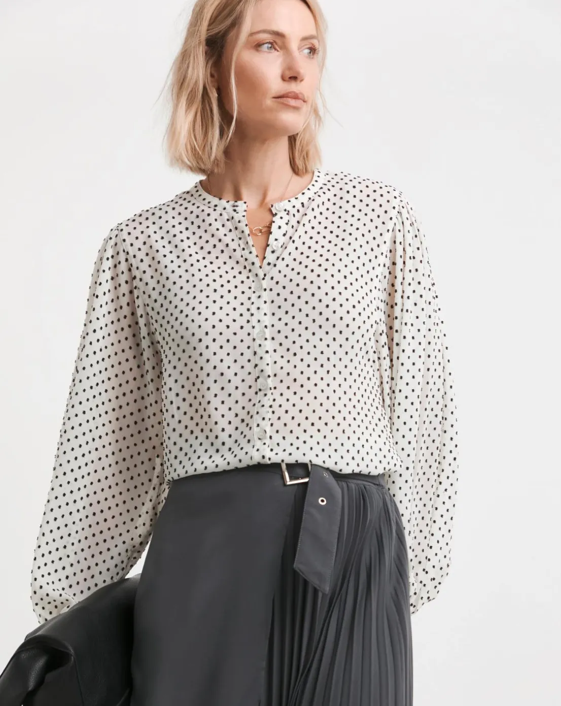 Dobby Long Sleeve Blouse