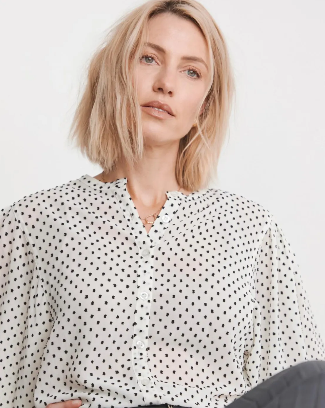 Dobby Long Sleeve Blouse