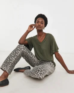 Double Angel Sleeve V Neck Top