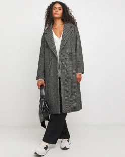 Double Breasted Herringbone Coat