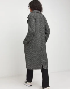Double Breasted Herringbone Coat
