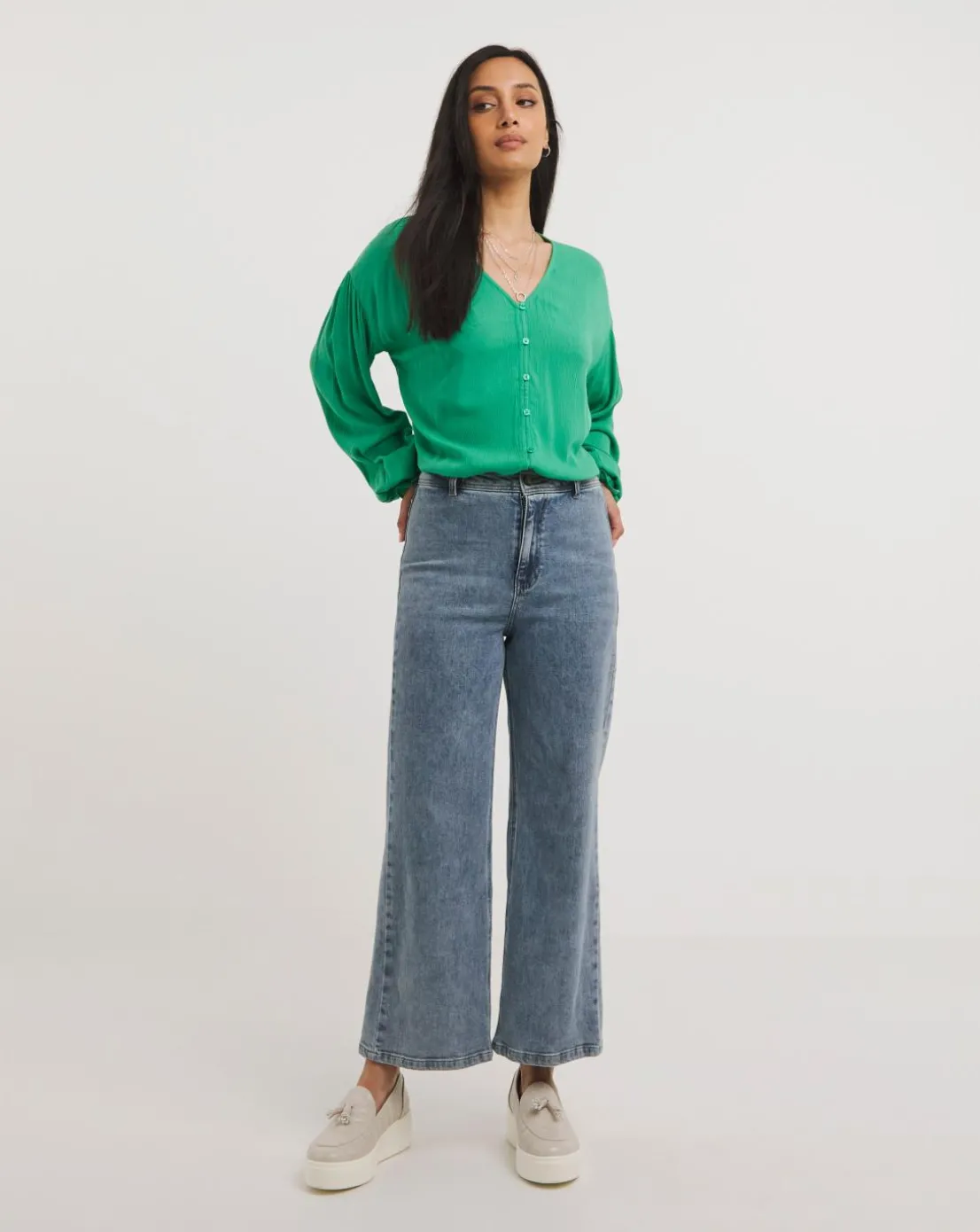 Dropped Shoulder Crinkle Blouse