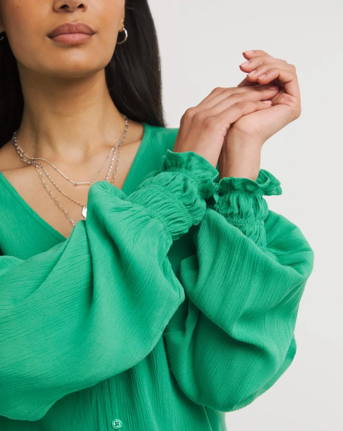 Dropped Shoulder Crinkle Blouse