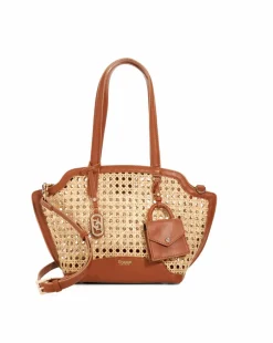 Dune Dinidecided Long Handle Rattan Shoulder Bag