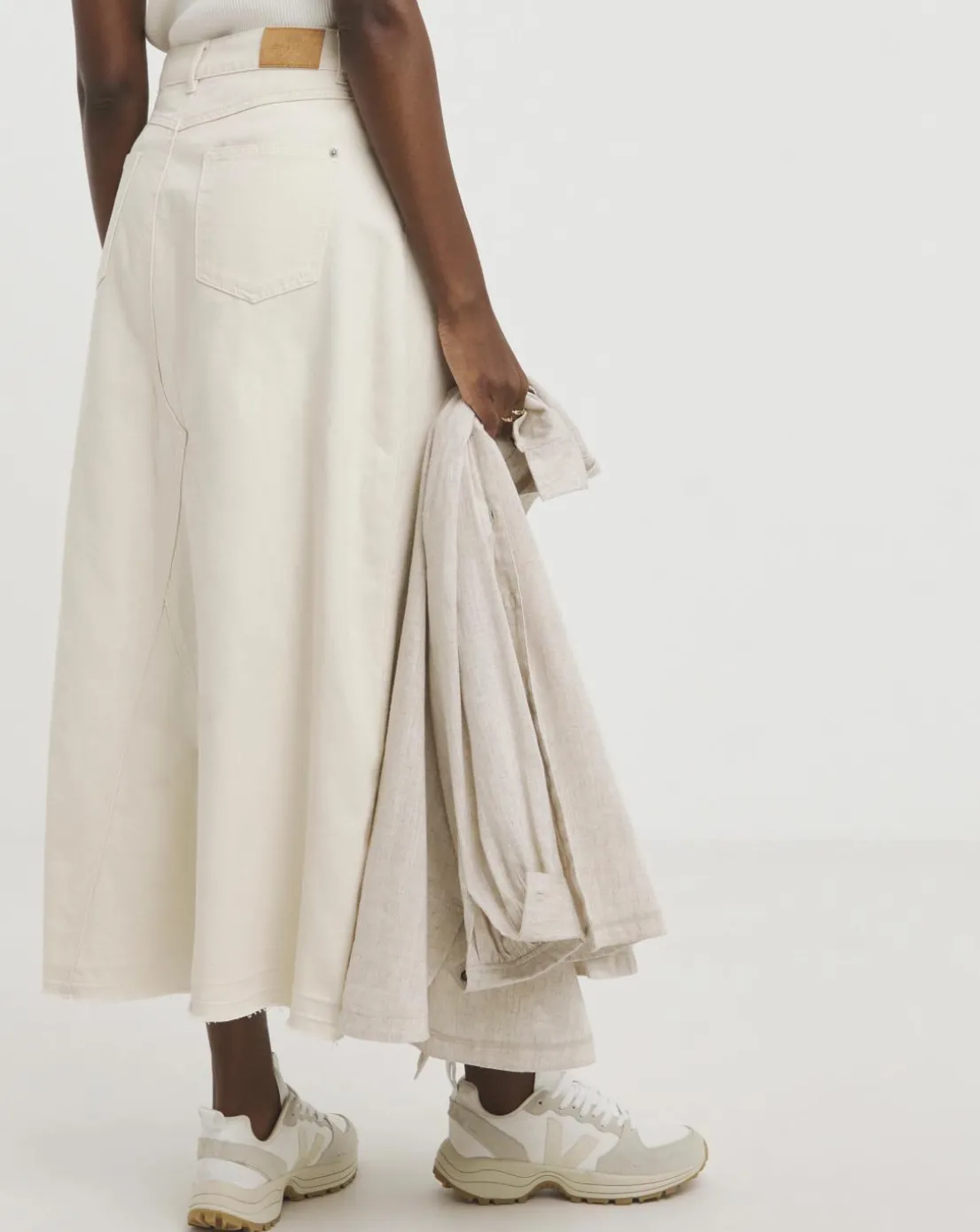 Ecru A Line Maxi Skirt