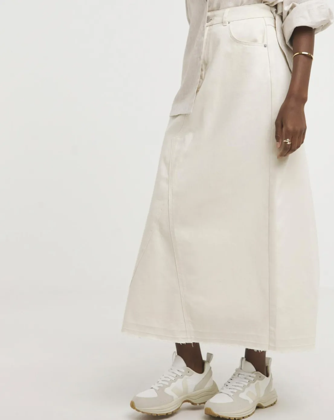 Ecru A Line Maxi Skirt