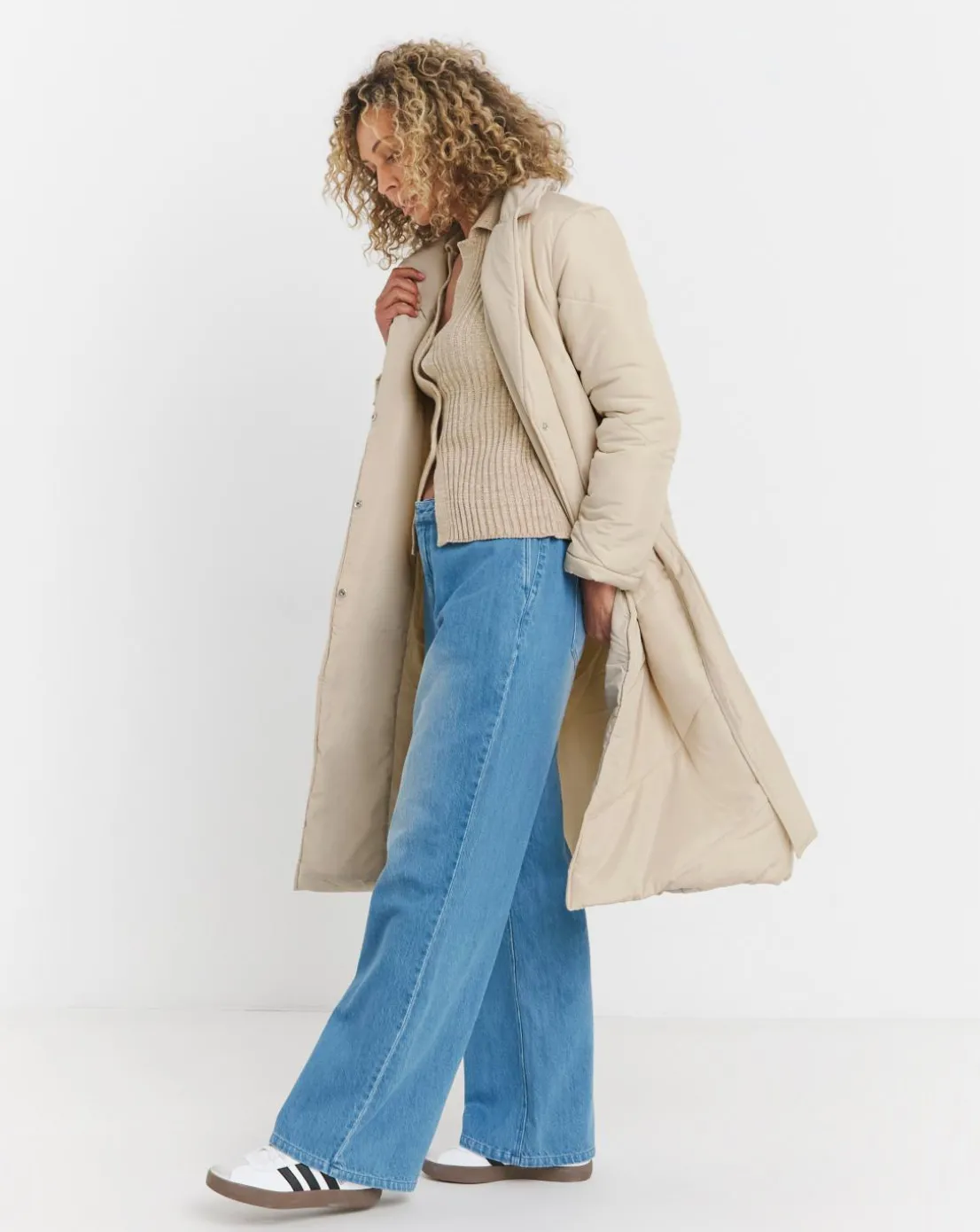 Ecru Padded Robe Coat