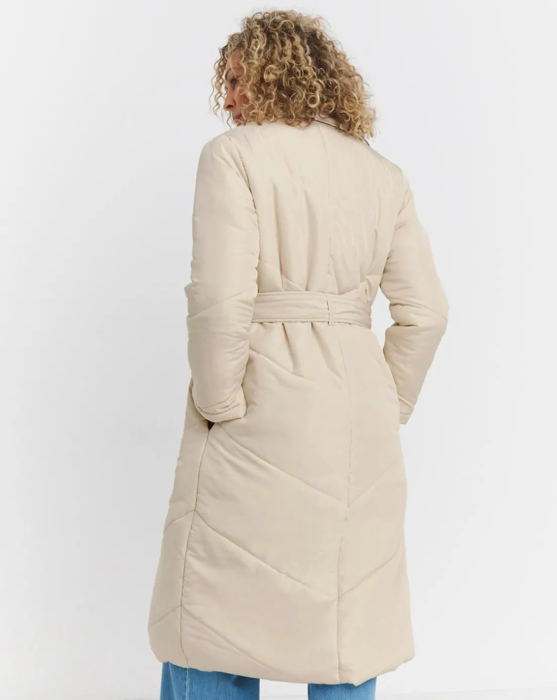 Ecru Padded Robe Coat