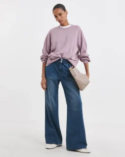 Elderberry Crew Neck Seam Detail Pocket Sweatshirt