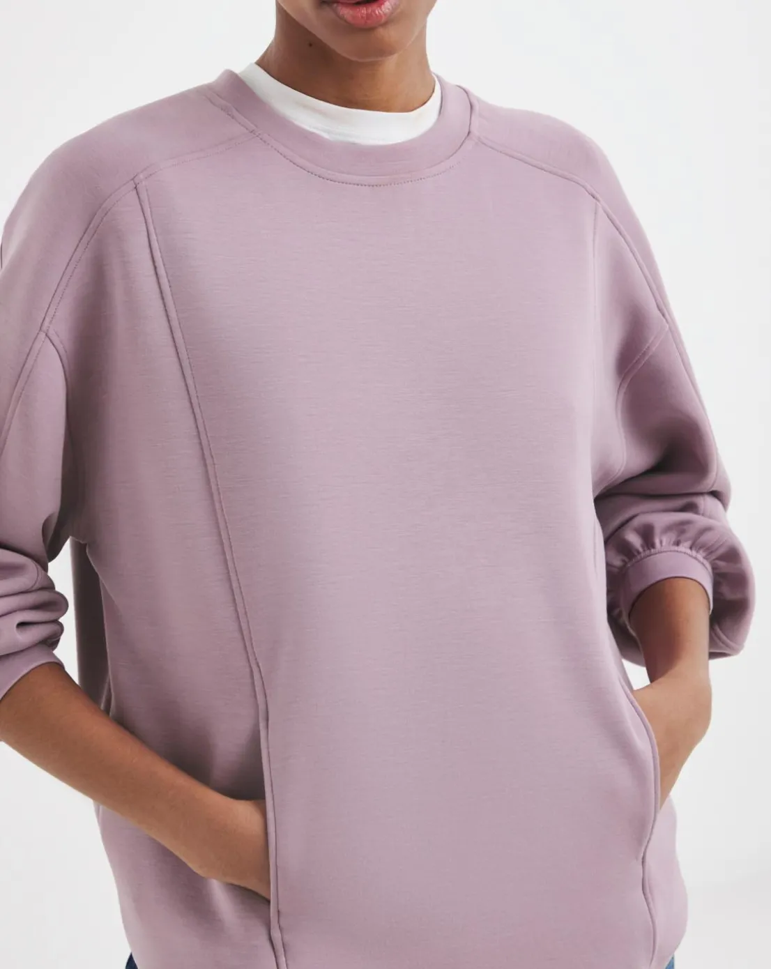 Elderberry Crew Neck Seam Detail Pocket Sweatshirt