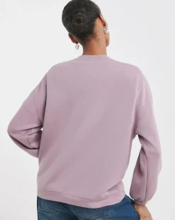 Elderberry Crew Neck Seam Detail Pocket Sweatshirt
