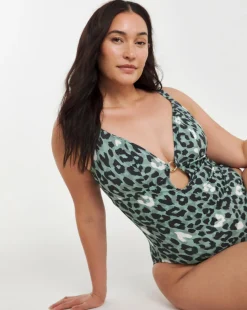 Elomi Jungle Bay Non Wired Plunge Swimsuit Olive