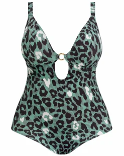 Elomi Jungle Bay Non Wired Plunge Swimsuit Olive