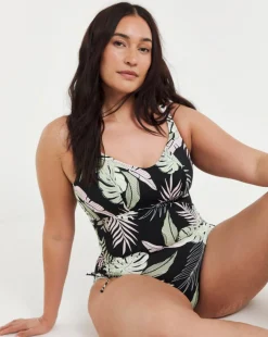 Elomi Tropical Retreat Non Wired Plunge Swimsuit Black