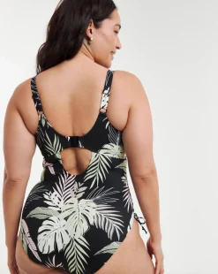 Elomi Tropical Retreat Non Wired Plunge Swimsuit Black