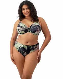 Elomi Tropical Retreat Plunge Wired Bikini Top Black