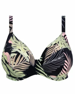 Elomi Tropical Retreat Plunge Wired Bikini Top Black