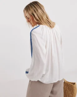 Embroidered Long Sleeve Blouse