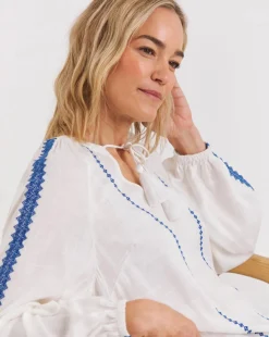 Embroidered Long Sleeve Blouse