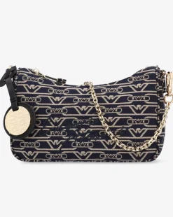 Emporio Armani Canvas Jacquard Navy Denim Baguette Bag