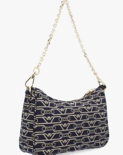 Emporio Armani Canvas Jacquard Navy Denim Baguette Bag