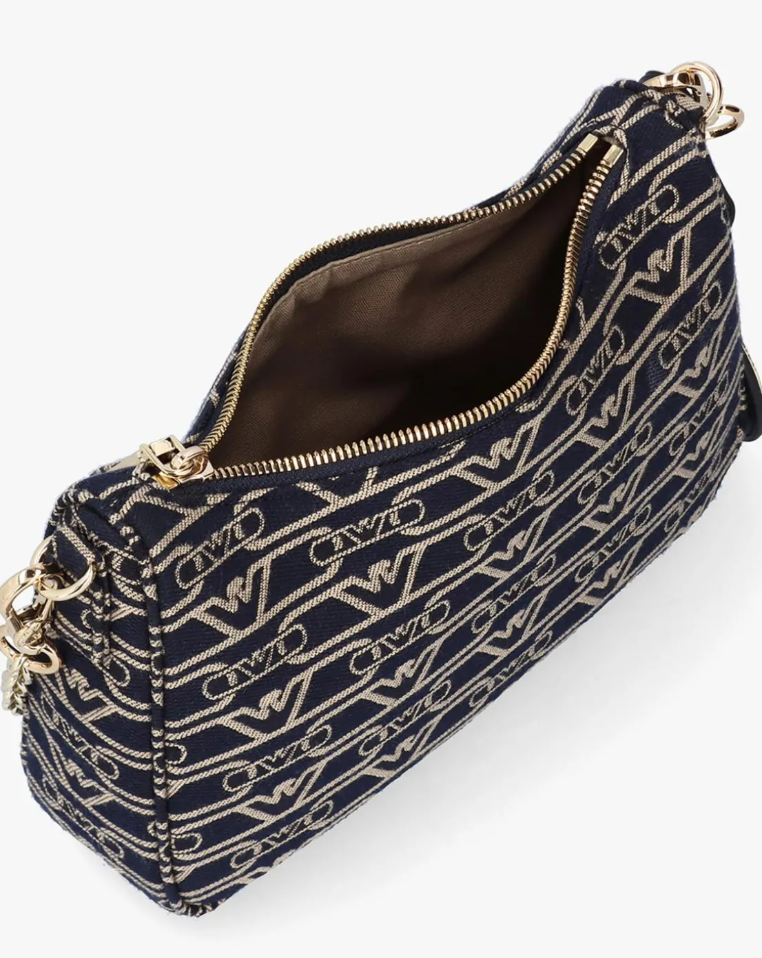 Emporio Armani Canvas Jacquard Navy Denim Baguette Bag
