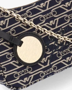 Emporio Armani Canvas Jacquard Navy Denim Baguette Bag