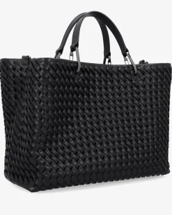 Emporio Armani Interwoven Black Shopper Bag With Pouch