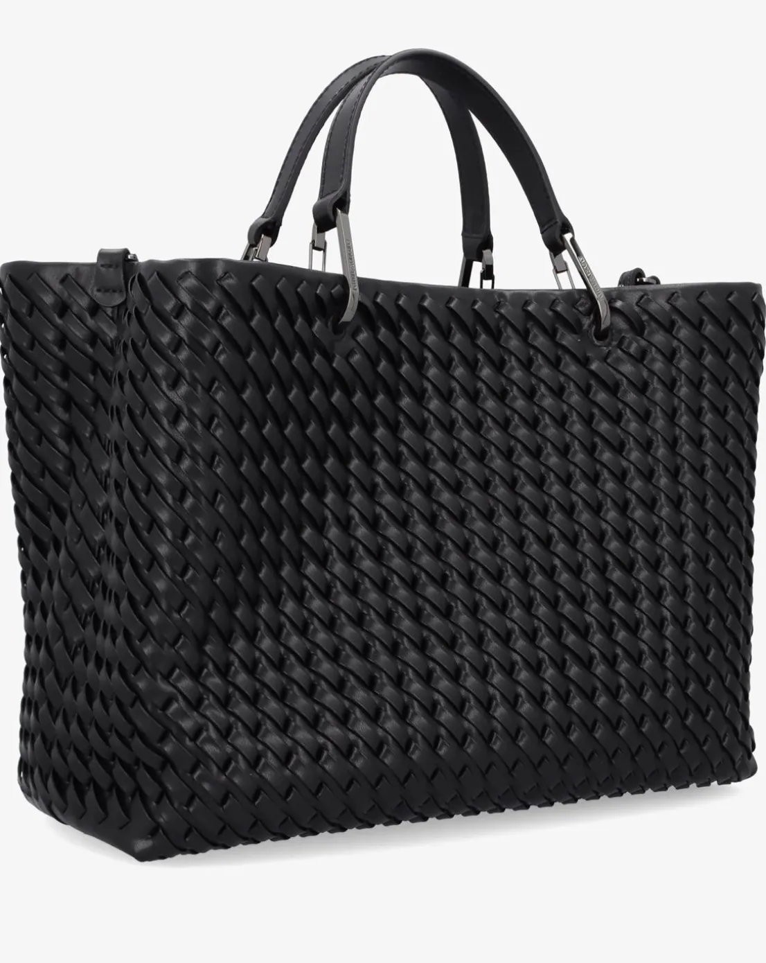 Emporio Armani Interwoven Black Shopper Bag With Pouch