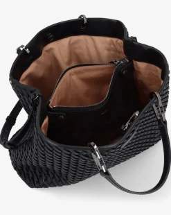 Emporio Armani Interwoven Black Shopper Bag With Pouch
