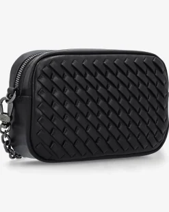 Emporio Armani Interwoven Black Leather Camera Bag