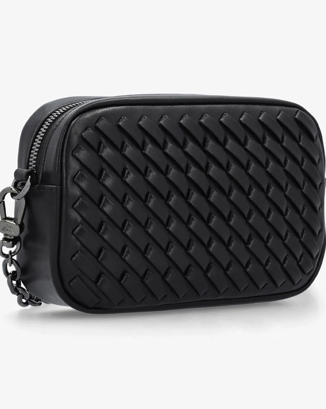 Emporio Armani Interwoven Black Leather Camera Bag