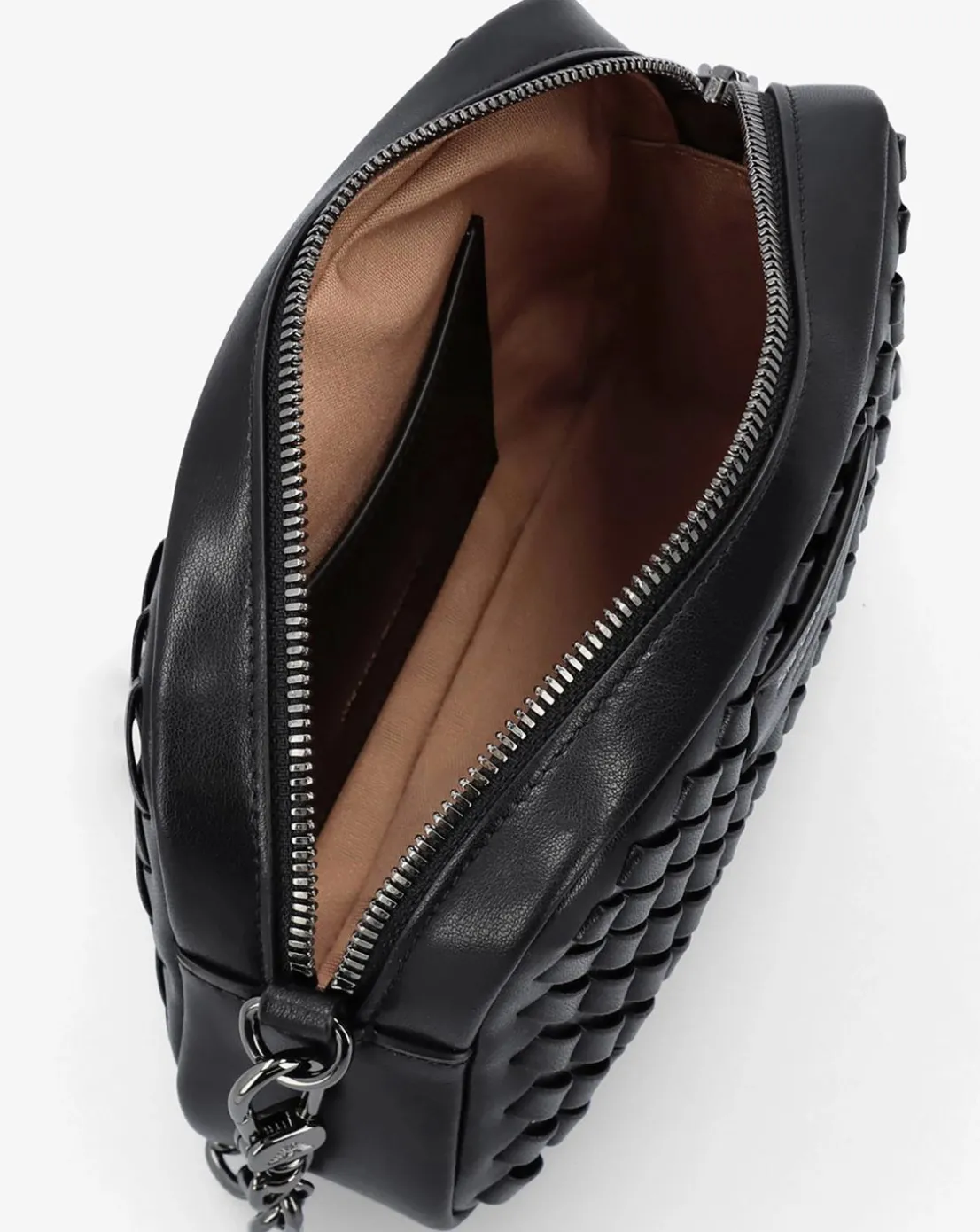 Emporio Armani Interwoven Black Leather Camera Bag