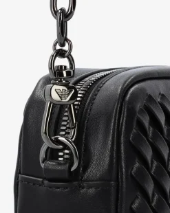 Emporio Armani Interwoven Black Leather Camera Bag