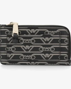 Emporio Armani New Logo Black & Beige Patterned Card Holder