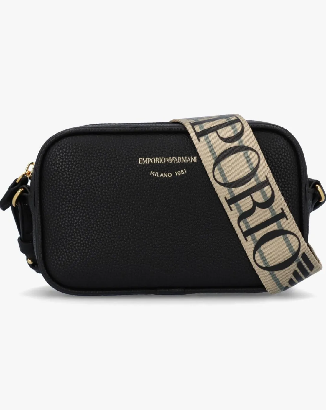 Emporio Armani Piped Black & Silver Camera Bag