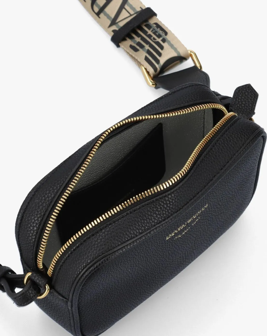 Emporio Armani Piped Black & Silver Camera Bag