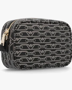 Emporio Armani Piped Logo Black & Beige Patterned Camera Bag