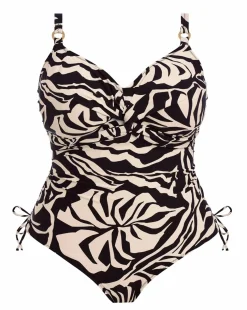 Fantasie Aruba Nights Twist Front Wired Adjustable Leg Swimsuit Black/Cream
