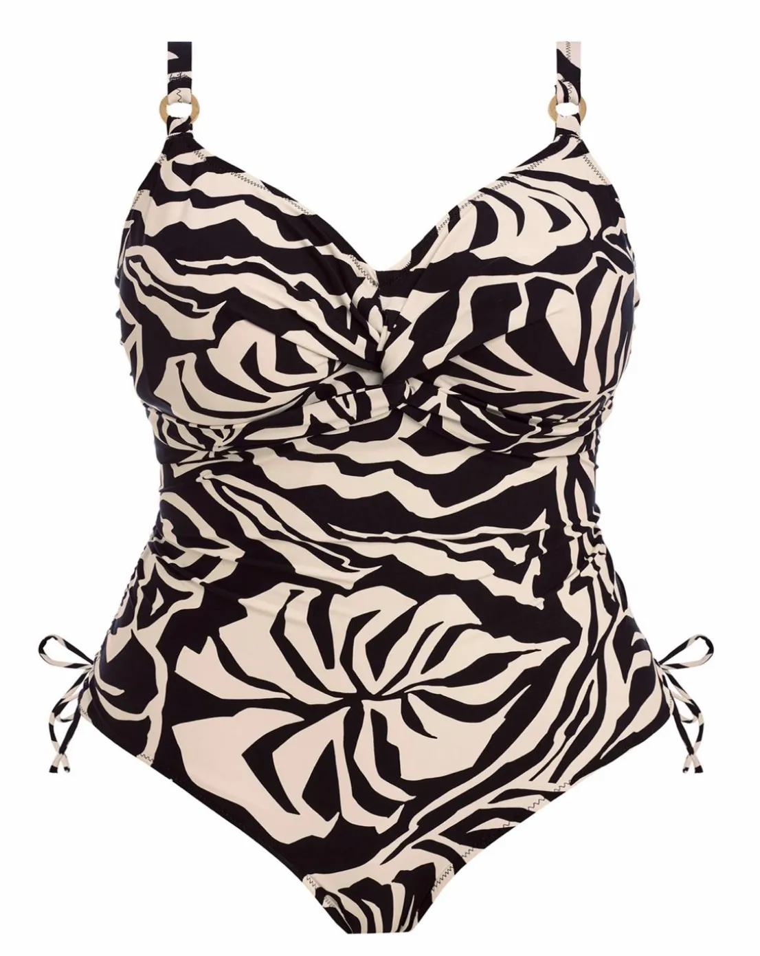 Fantasie Aruba Nights Twist Front Wired Adjustable Leg Swimsuit Black/Cream