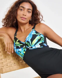 Fantasie Talm Beach Twist Front V Neck Adjustable Leg Swimsuit Black