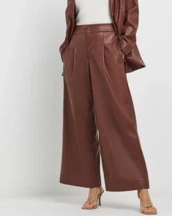 Faux Leather Wide Leg Trouser