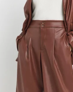 Faux Leather Wide Leg Trouser