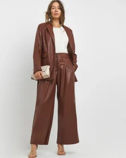 Faux Leather Wide Leg Trouser