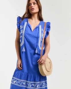 Figleaves Frida Blue Embroidered Beach Dress