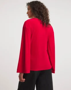 Flared Sleeve Wrap Top